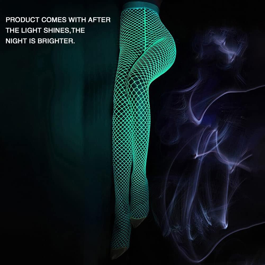 Glow in the Dark Fishnets Stockings, High Waist Tights Party Stockings for Womens