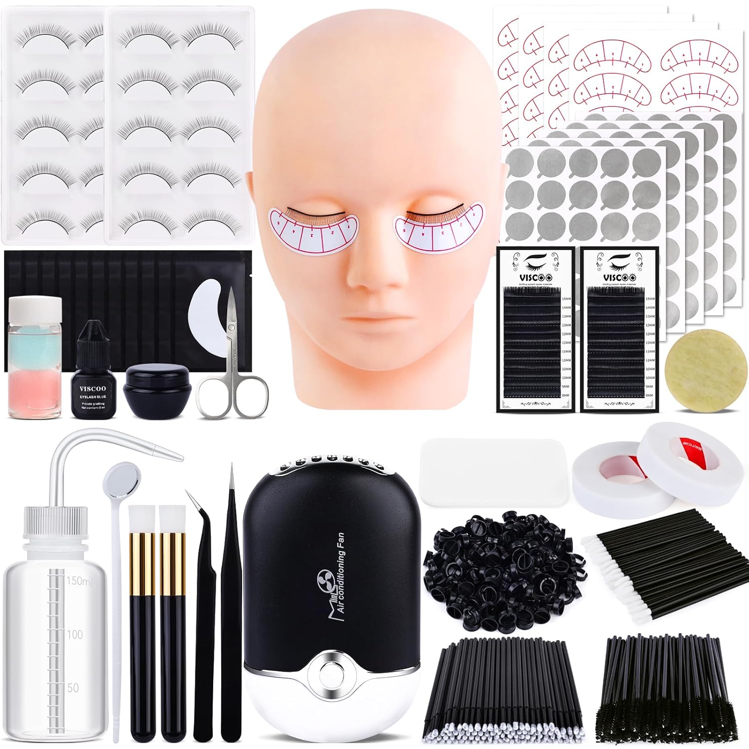 Ultimate Eyelash Extension Kit for Beginners - Professional Training Supplies with Mannequin Head, Lash Fan & Essential Tools for Flawless Application