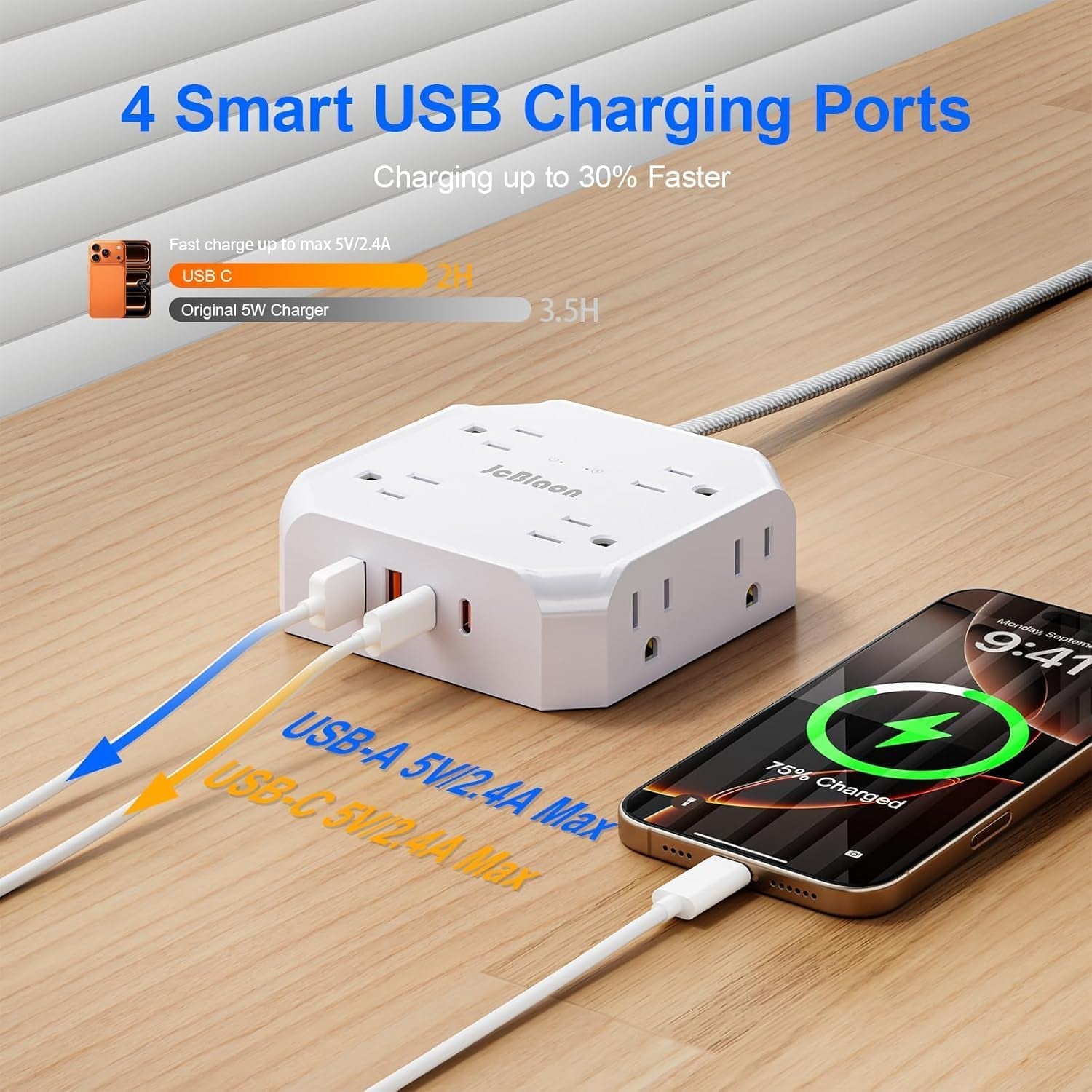 Ultimate Surge Protector Power Strip with 8 Outlets and 4 USB Ports - Perfect for Home, Travel, and College Dorms!