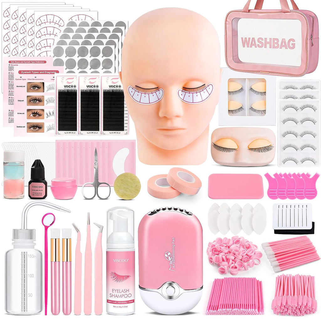 Ultimate Eyelash Extension Kit for Beginners - Professional Training Supplies with Mannequin Head, Lash Fan & Essential Tools for Flawless Application