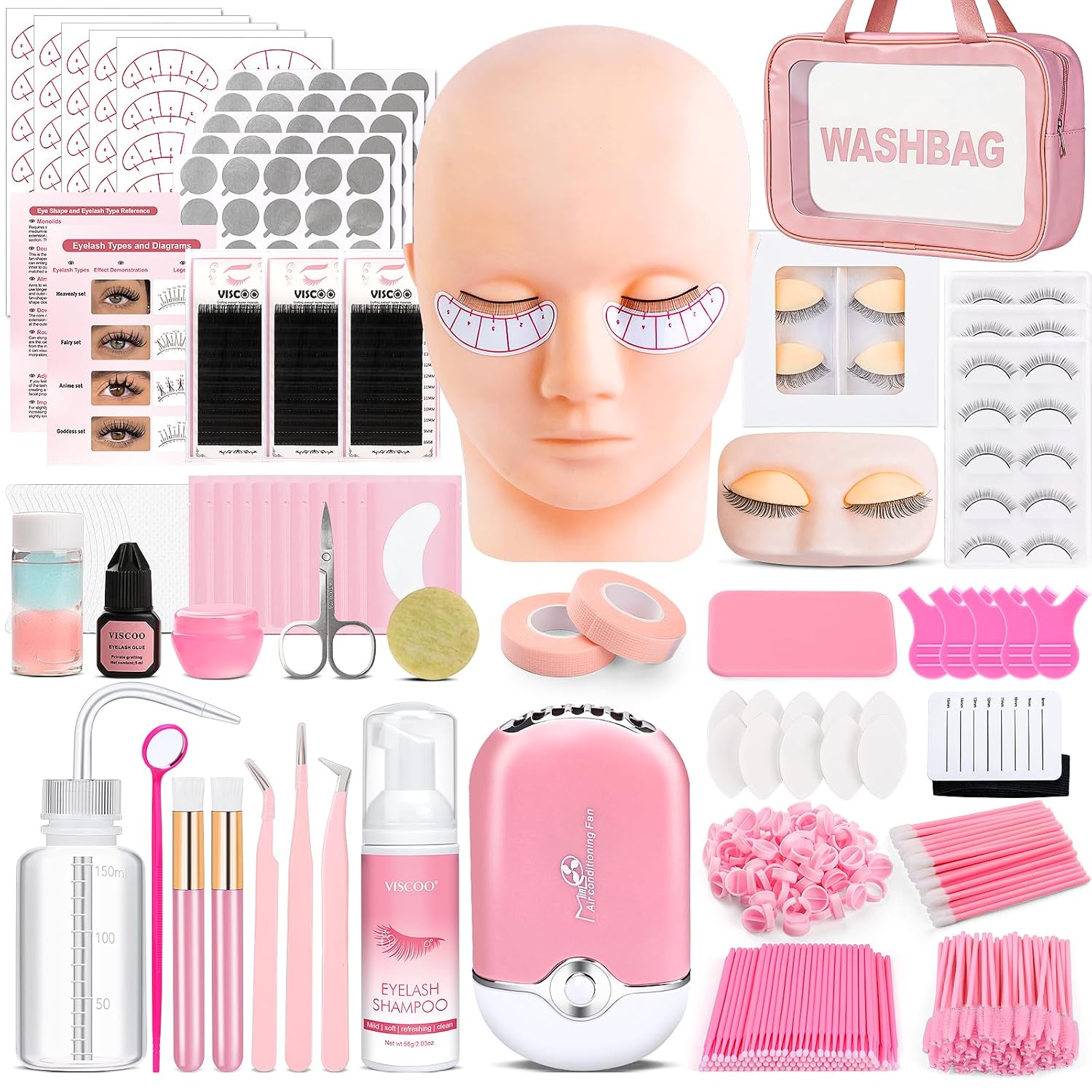 Ultimate Eyelash Extension Kit for Beginners - Professional Training Supplies with Mannequin Head, Lash Fan & Essential Tools for Flawless Application