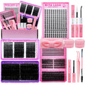 Lash Clusters Kit Eyelash Clusters Kit 3D Effect Cluster Eyelash Extensions Large Pack Spike Lash Extension Pestañas Postizas Naturales+Lash Bond&Seal,Remover,Tweezers,Headband,Wristband(Lash Kit-6)