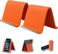 2PCS Flexible Silicone Phone Holder, 2026 New Flexible Silicone Aluminum Phone Holder Stand Folded into Any Shape, Universal Adjustable Anti-Slip Desktop Mount for Home Office Travel (Orange*2)