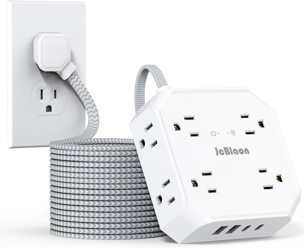 Ultimate Surge Protector Power Strip with 8 Outlets and 4 USB Ports - Perfect for Home, Travel, and College Dorms!