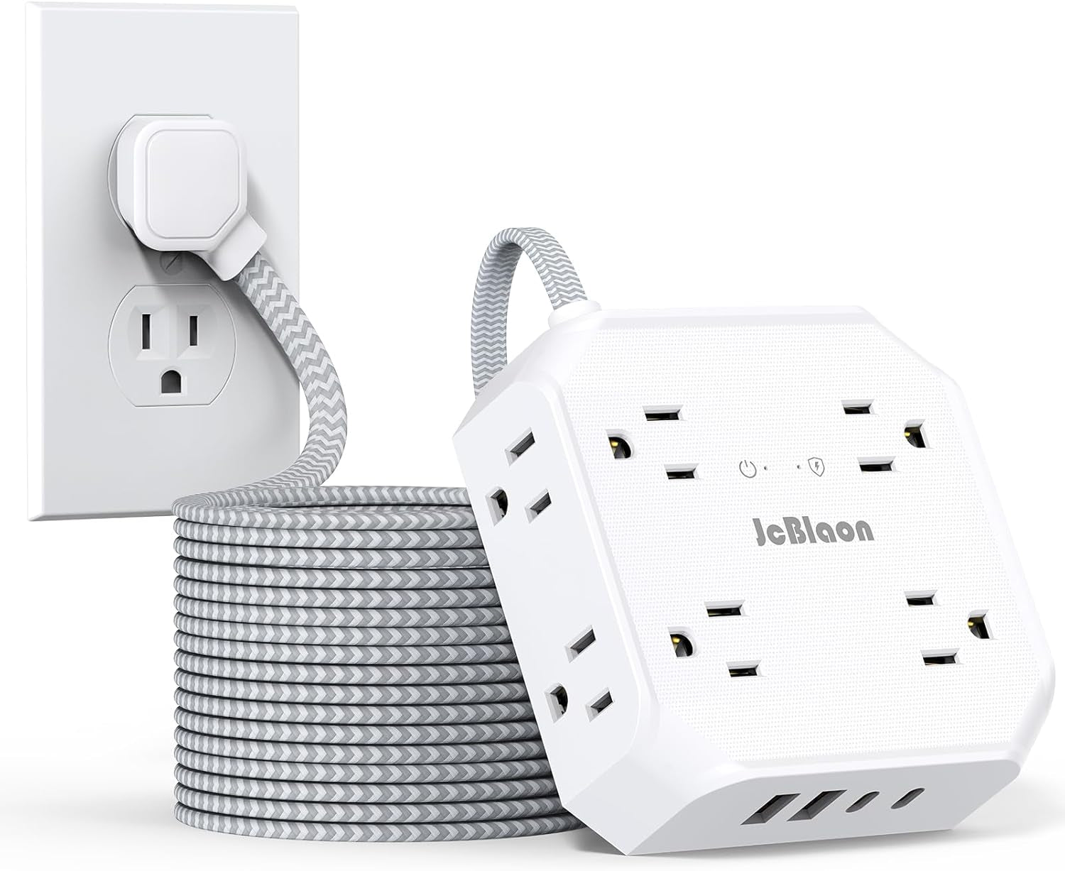Ultimate Surge Protector Power Strip with 8 Outlets and 4 USB Ports - Perfect for Home, Travel, and College Dorms!