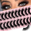 Mink Lashes Cat Eye Wispy Soft Faux Mink False Eyelashes Natural Look C Curl Full Strips Lashes Pack 18Mm Long Dramatic 3D 8D Long Volume Thick Faux Mink Fake Eyelashes Bulk YH013