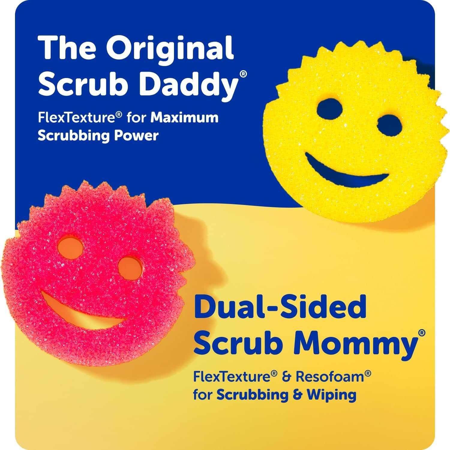 Scrub Daddy Colors Kitchen Sponges - Scratch-Free Dishwashing Sponges & Sponge for Kitchen Sink, Bathroom & Household Cleaning - Bpa-Free Polymer Foam (3 Count)