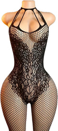 Nine-Tailed Fox Womens Fishnet Bodystocking One Piece Mesh Bodysuit Sexy Tights Full Body See through Jumpsuit