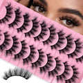 Fluffy Lashes Cat Eye Mink Eyelashes Wispy Dramatic Thick 3D Fox Eyelash 18Mm Full Strips Cateye Lashes Fluffy 10 Pairs CD Curl Fake Mink Eyelashes Pack YH016