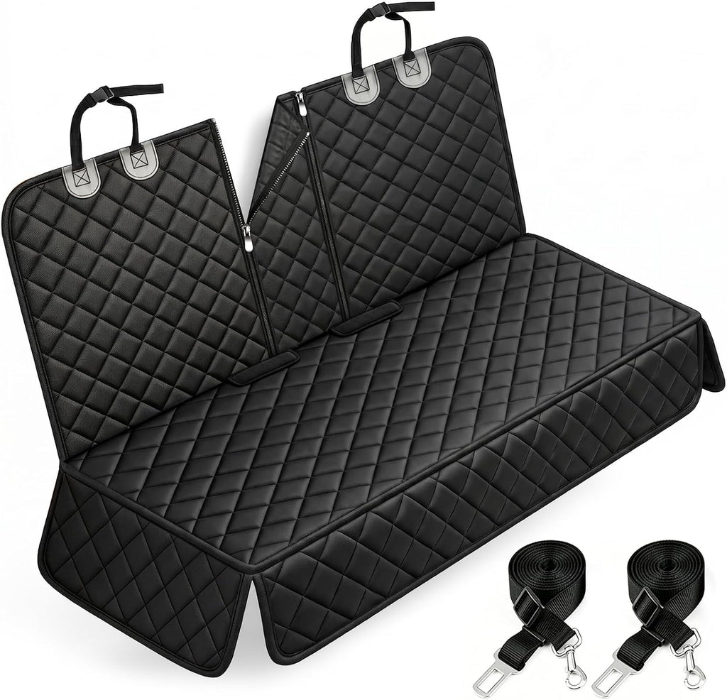 Yuntec Dog Car Seat Cover, Back Seat Cover for Dogs Pet Car Seat Protector Waterproof Rear Seat Cover Durable Car Seat Cover, Fits Middle Armrest for Most Cars Suvs Trucks (53” Width)- Black