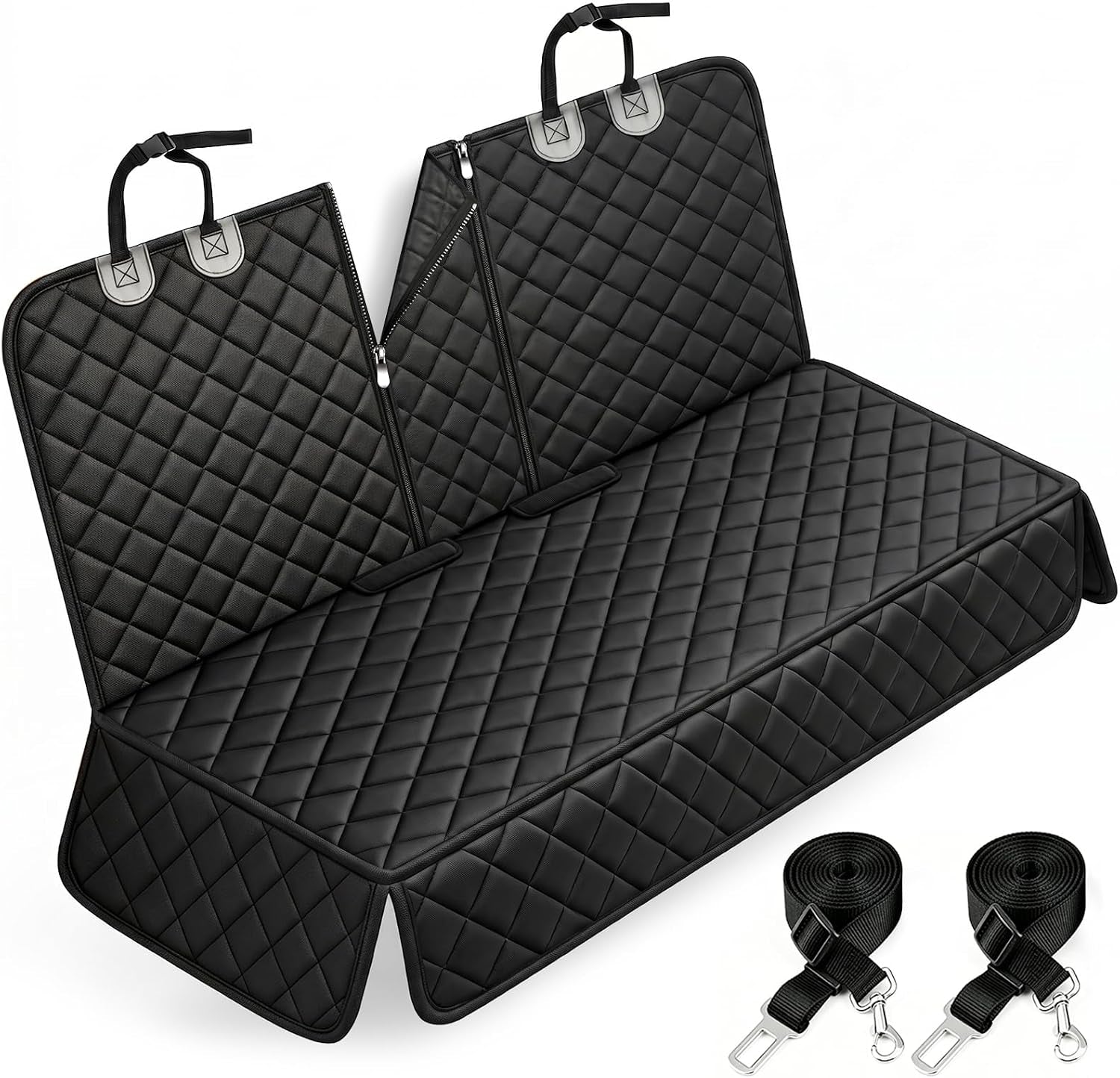 Yuntec Dog Car Seat Cover, Back Seat Cover for Dogs Pet Car Seat Protector Waterproof Rear Seat Cover Durable Car Seat Cover, Fits Middle Armrest for Most Cars Suvs Trucks (53” Width)- Black