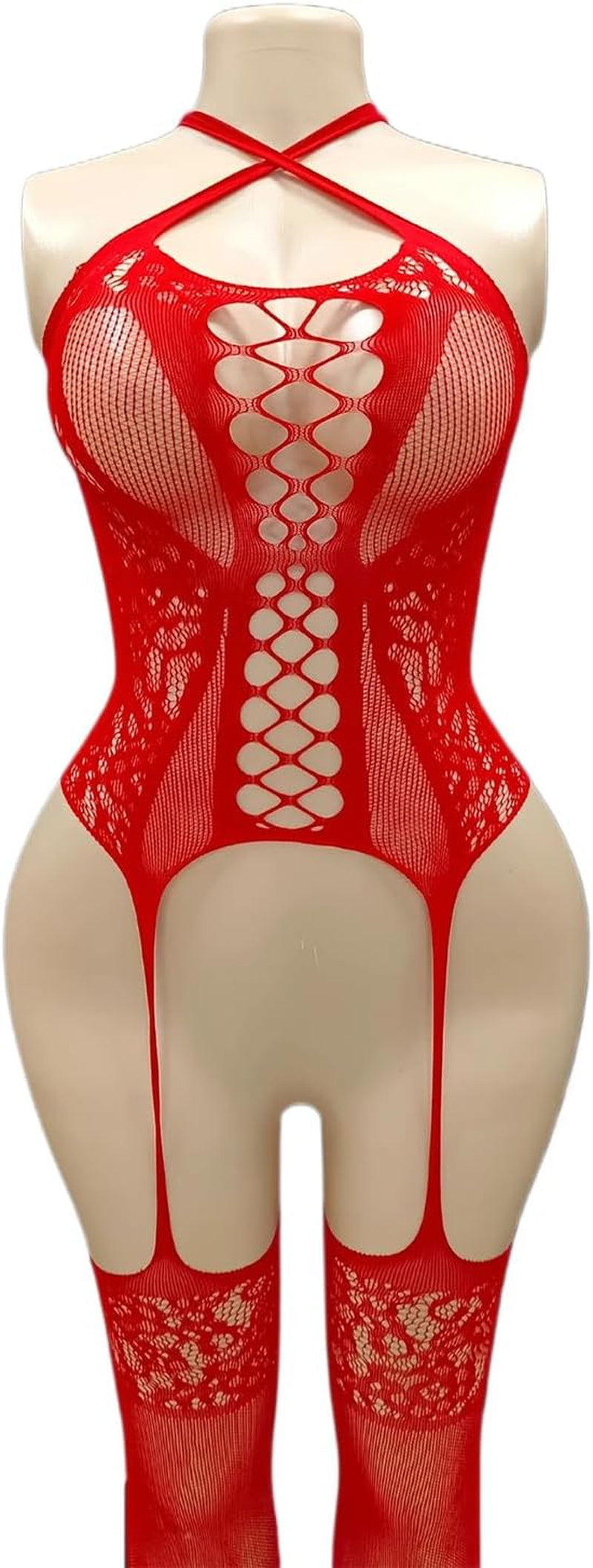Nine-Tailed Fox Womens Fishnet Bodystocking One Piece Mesh Bodysuit Sexy Tights Full Body See through Jumpsuit
