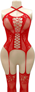 Nine-Tailed Fox Womens Fishnet Bodystocking One Piece Mesh Bodysuit Sexy Tights Full Body See through Jumpsuit