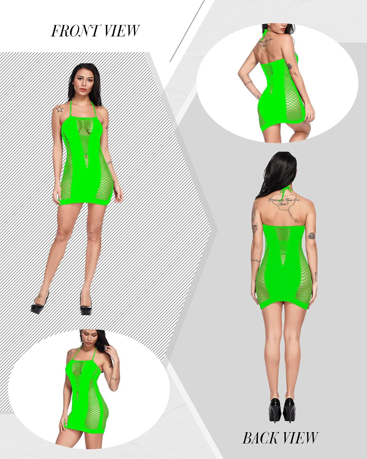 Tisancy 12 Pcs Women'S Fishnet Mesh Bodysuit Cover-Up Dress Outfits, Sheer Lace Party Outfit, Beachwear