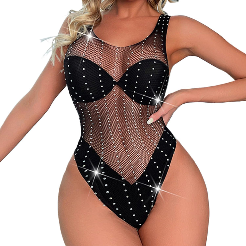 Nine-Tailed Fox Womens Fishnet Bodystocking One Piece Mesh Bodysuit Sexy Tights Full Body See through Jumpsuit